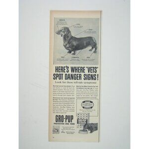 Vintage Gro-Pup Protective Dog Food Advertisement Print 1950s Dachshund AD